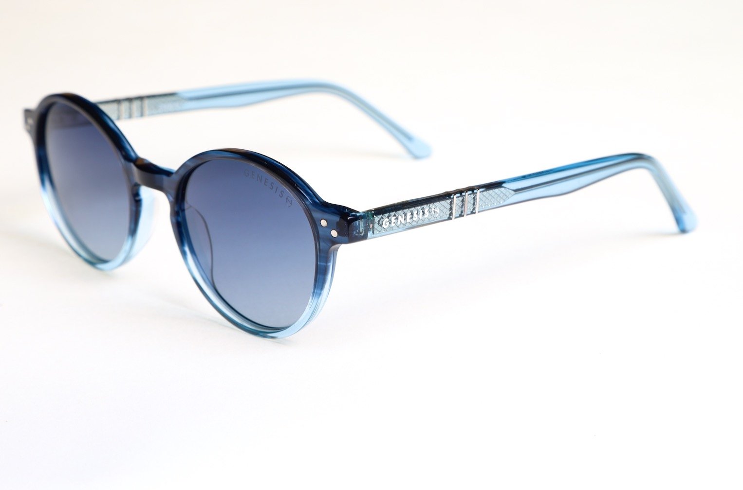 Genesis Dubai 2026 – Polarized Round Sunglasses | Blue Acetate Frame with Caribbean Hues, UV400 Protection