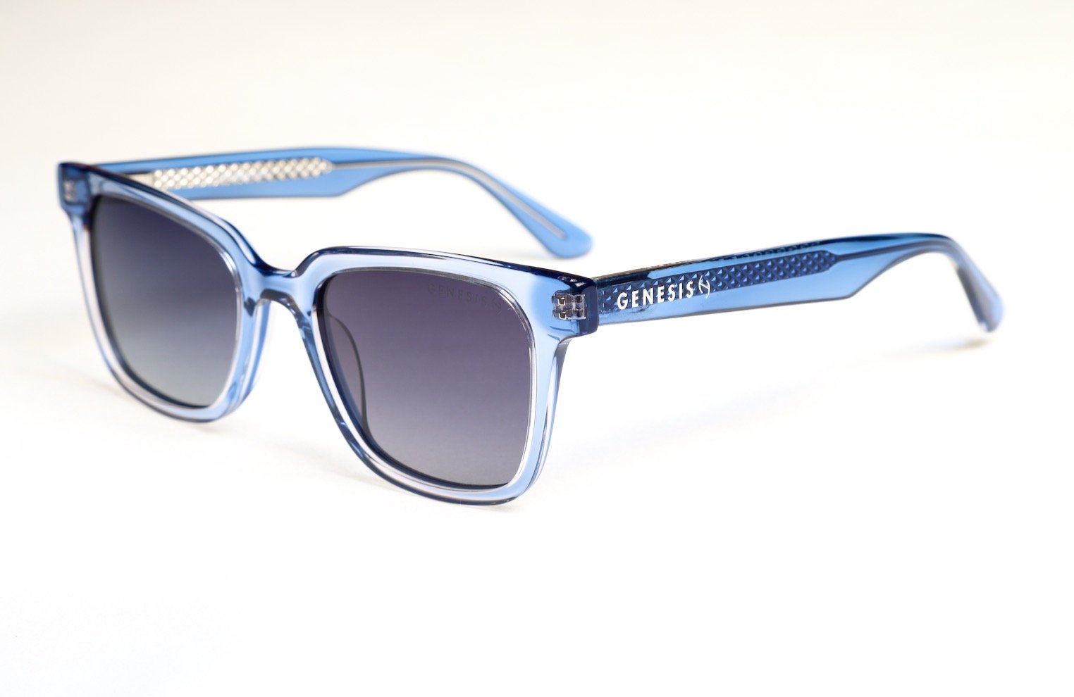 Genesis Miami 2026 – Polarized Square Sunglasses | Light Blue Acetate Frame, UV400 Protection